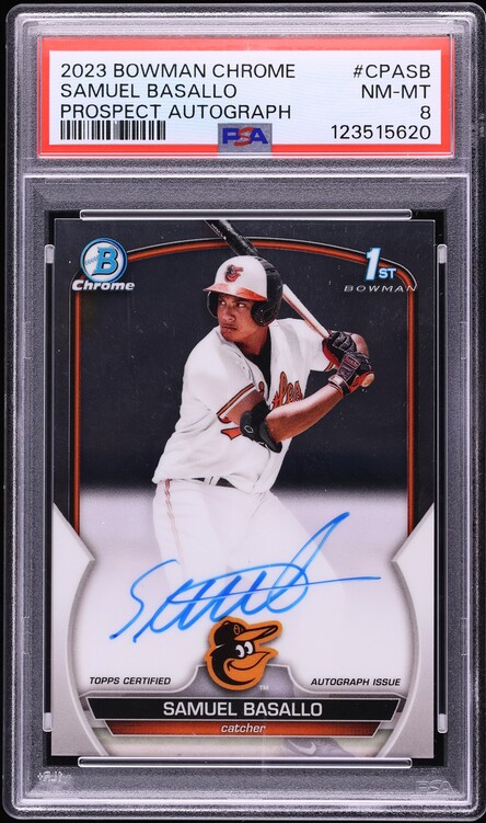 2023 Bowman Chrome Samuel Basallo PROSPECT AUTO #CPA-SB PSA 8 NM-MT