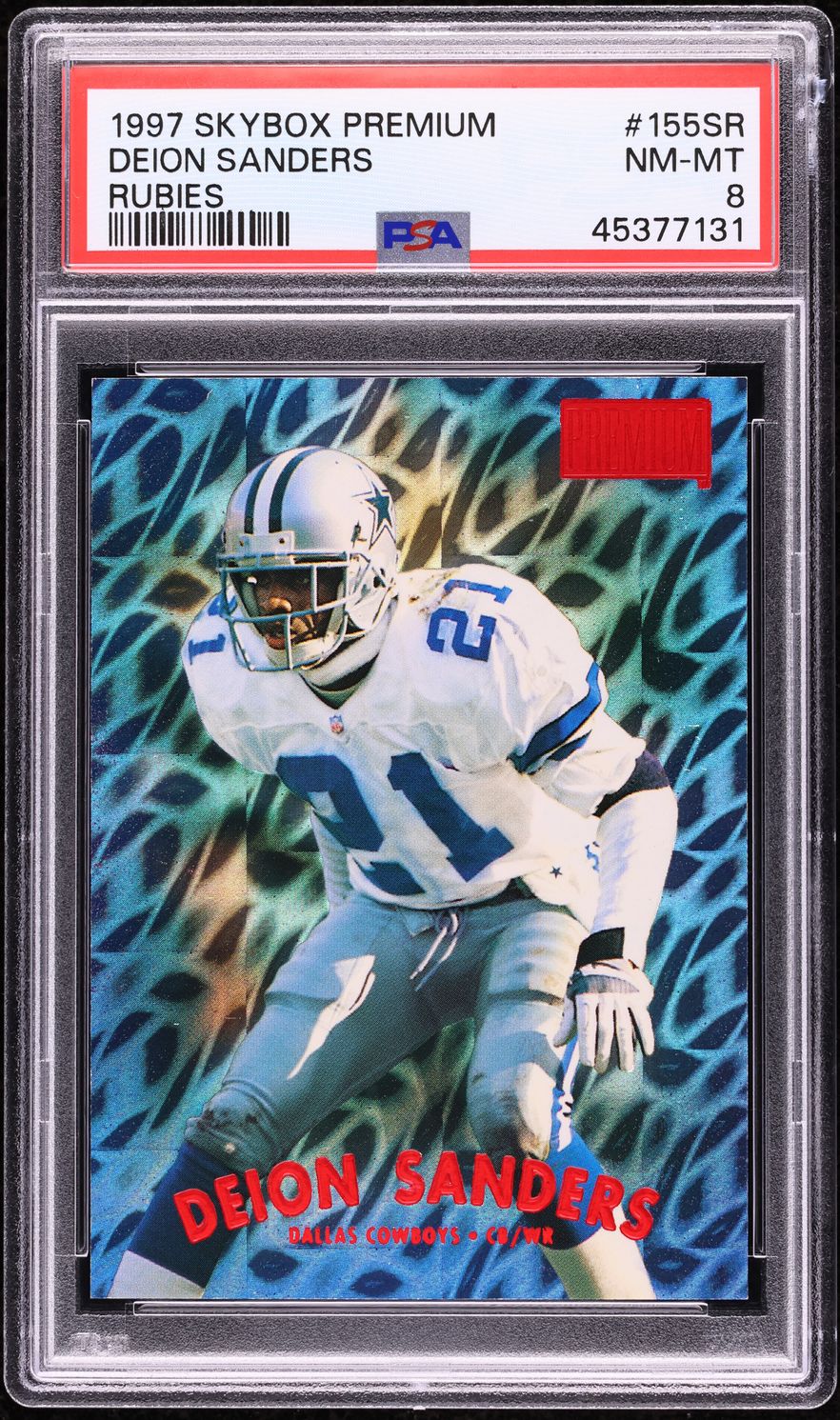 1997 Skybox Premium Star Rubies Deion Sanders /50 #155 PSA 8 NM-MT