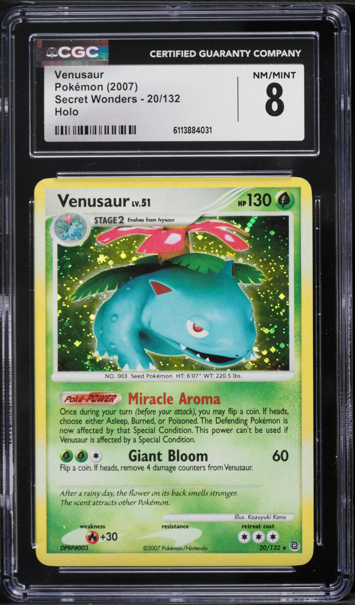 2007 Pokemon Diamond & Pearl Secret Wonders Holo Venusaur #20 CGC 8 NM-MT