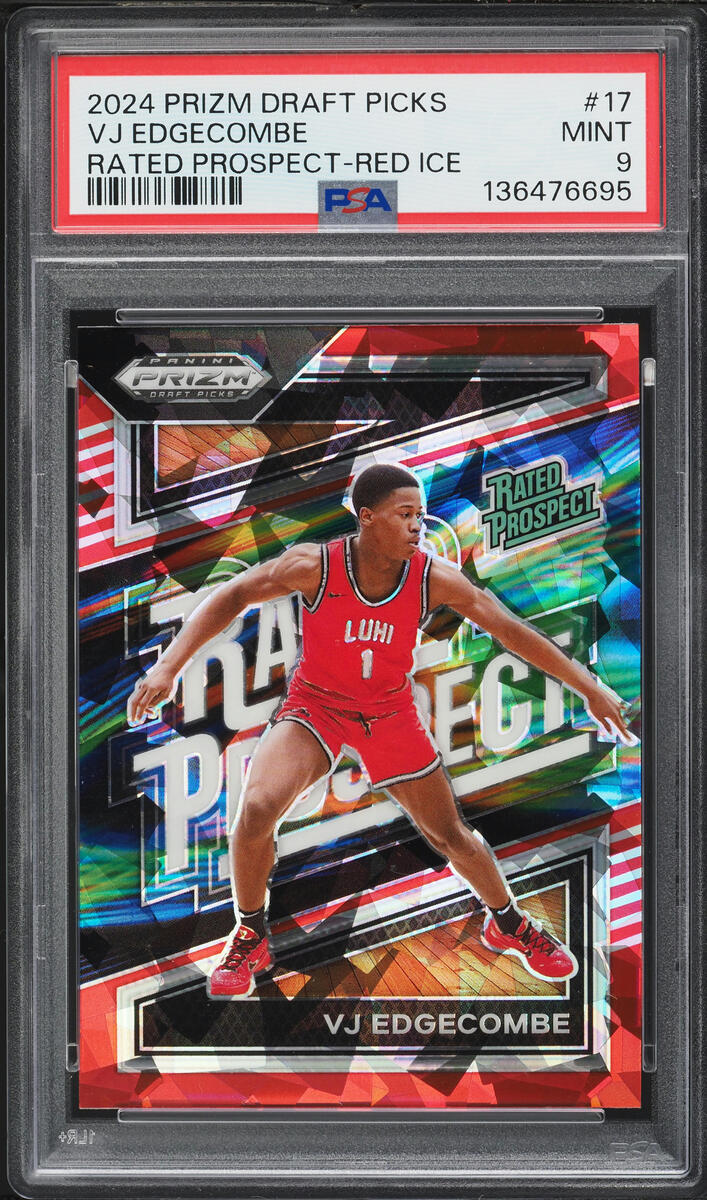2024 Panini Prizm Draft Picks Red Ice VJ Edgecombe ROOKIE #17 PSA 9 MINT