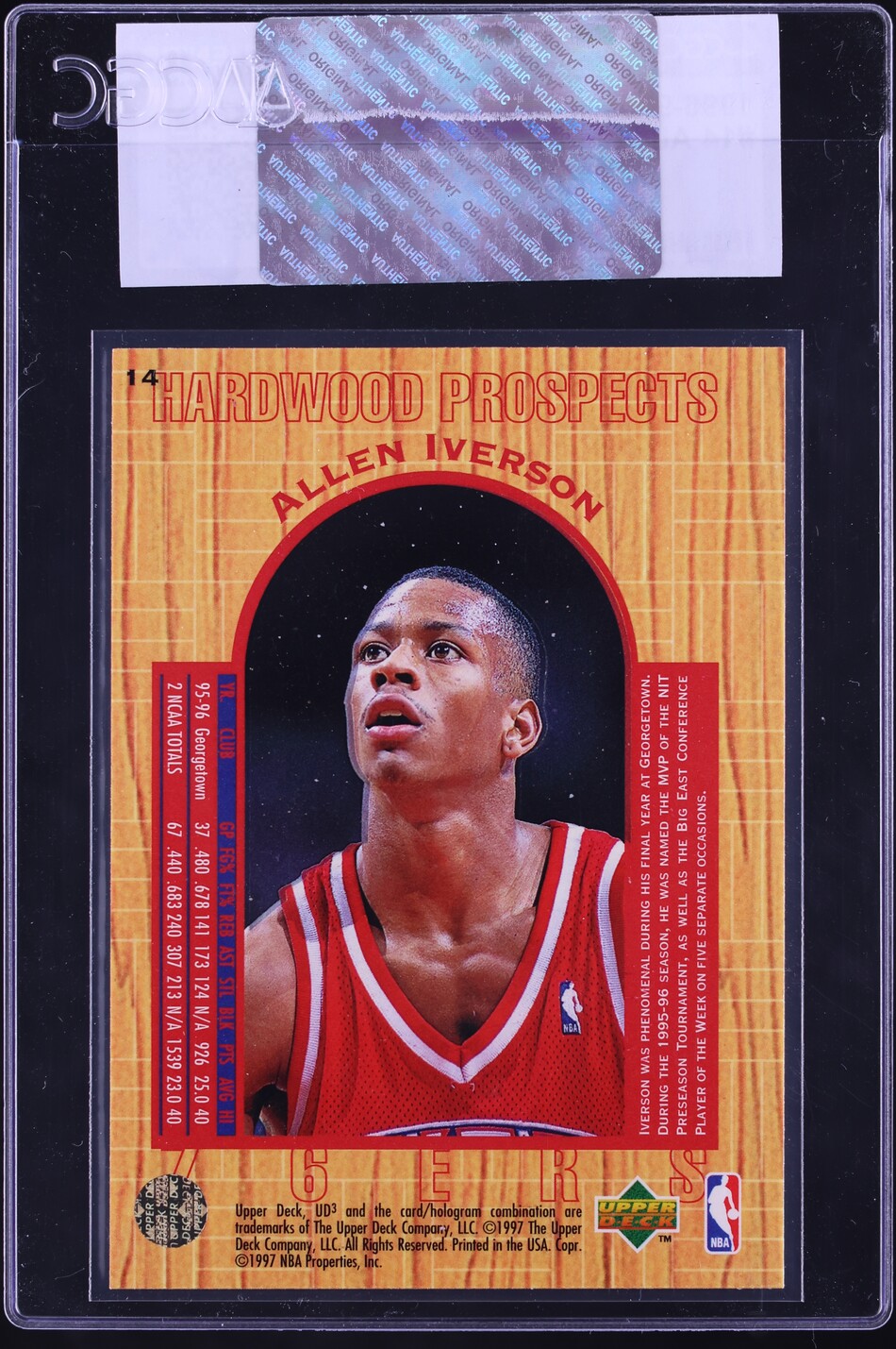 1996 UD3 Basketball Allen Iverson ROOKIE #14 CGC AUTH