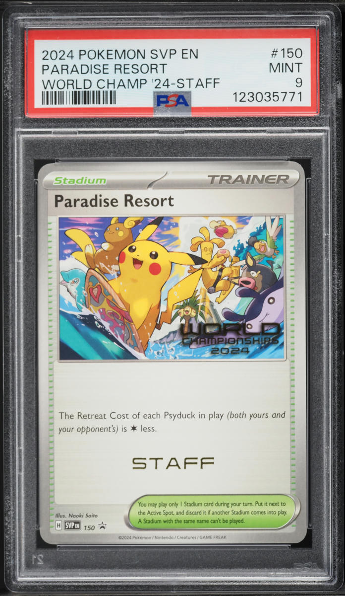 2024 Pokemon Scarlet & Violet Promo World Championships Staff Paradise Resort #150 PSA 9 MINT