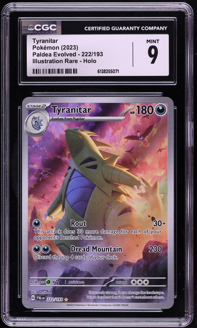 2023 Pokemon Scarlet & Violet Paldea Evolved IR Tyranitar #222 CGC 9 MINT