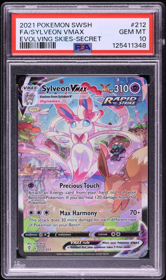 2021 Pokemon Sword & Shield Evolving Skies Alt Art Sylveon VMAX #212 PSA 10 GEM MINT
