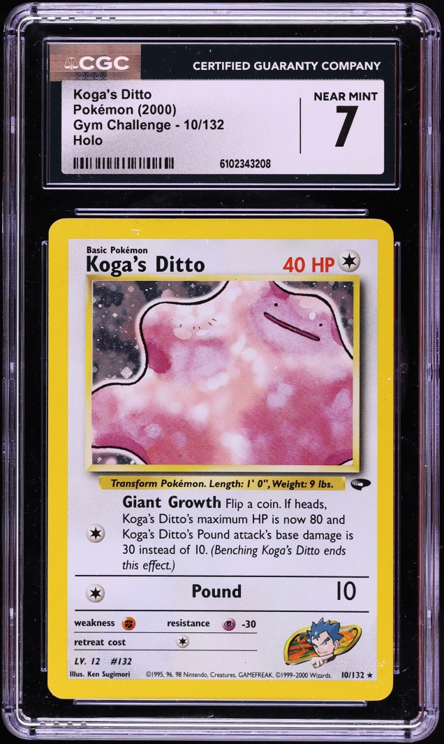 2000 Pokemon Gym Challenge Holo Koga's Ditto #10 CGC 7 NRMT