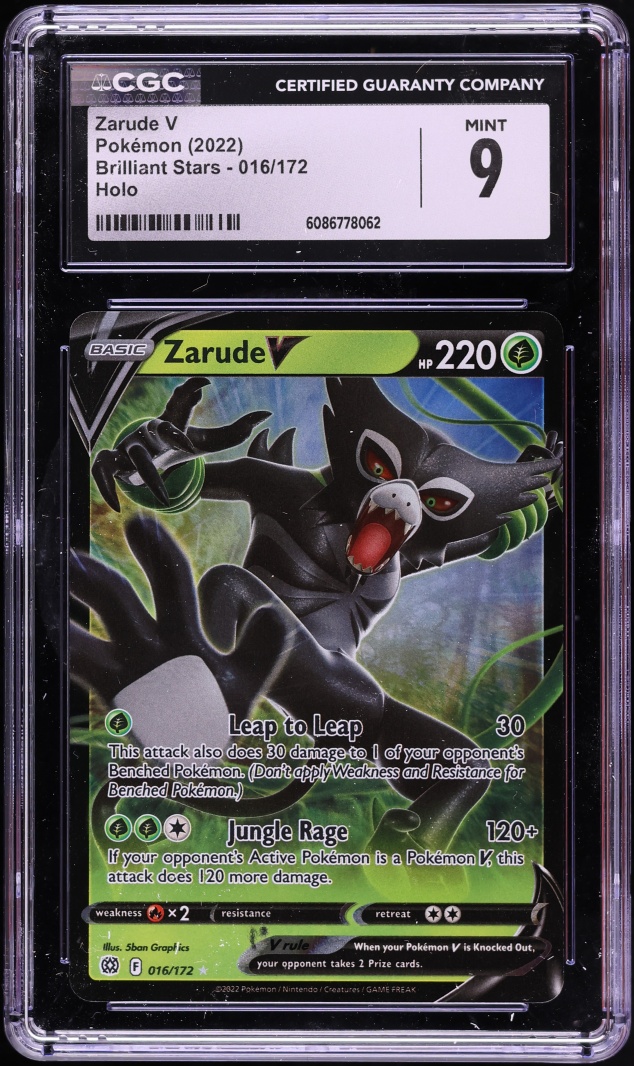 2022 Pokemon Sword & Shield Brilliant Stars Zarude V #16 CGC 9 MINT