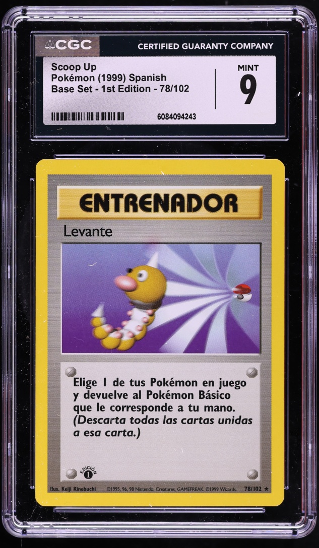 1999 Pokemon Spanish Base Set Shadowless 1st Edition Scoop Up #78 CGC 9 MINT