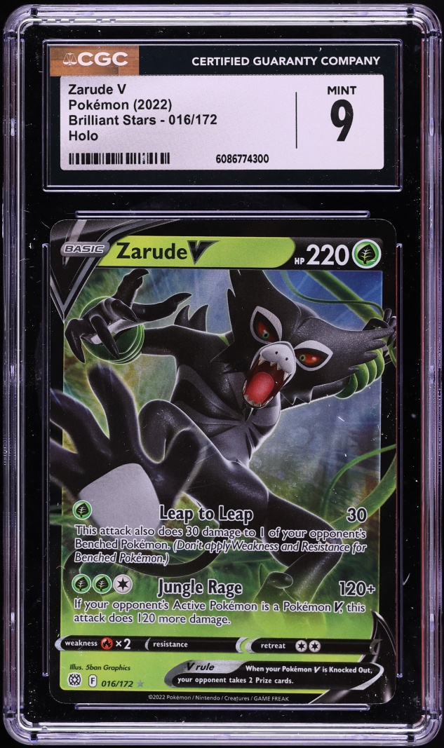 2022 Pokemon Sword & Shield Brilliant Stars Zarude V #16 CGC 9 MINT