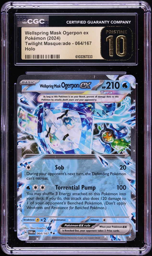2024 Pokemon SV Twilight Masquerade Holo Wellspring Mask Ogerpon Ex #64 CGC 10 PRISTINE
