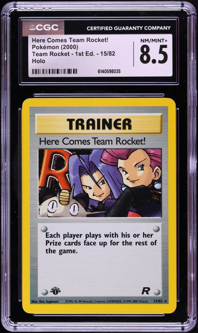 2000 Pokemon Team Rocket 1st Edition Holo Here Comes Team Rocket! #15 CGC 8.5 NM-MT+