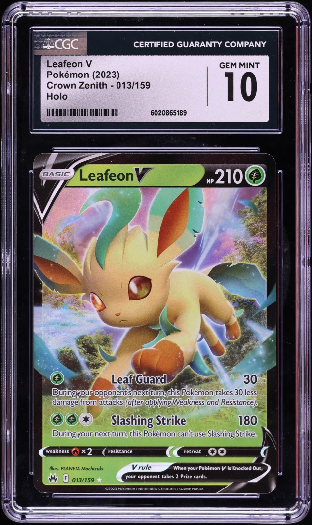2023 Pokemon Sword & Shield Crown Zenith Leafeon V #13 CGC 10 GEM MINT