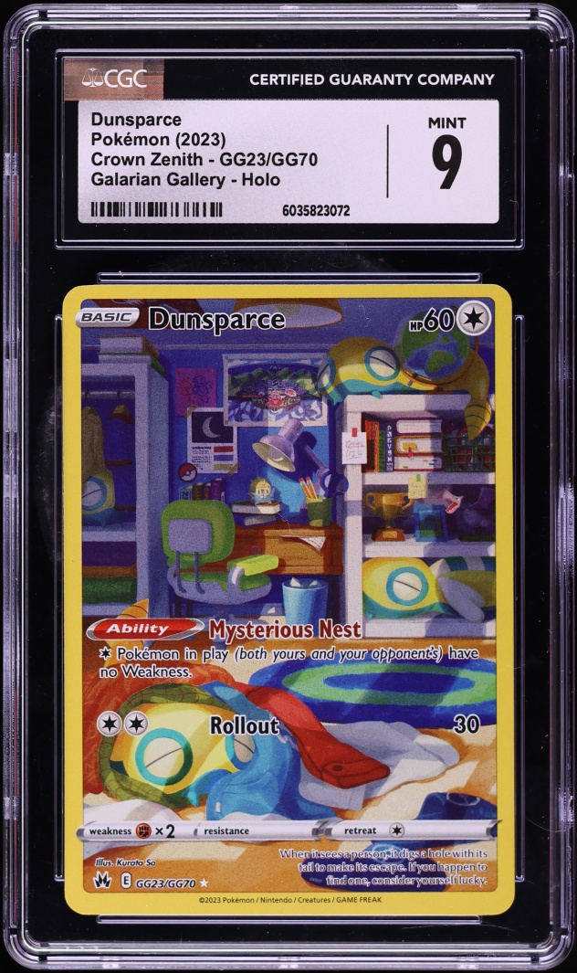 2023 Pokemon Sword & Shield Crown Zenith Alt Art Dunsparce #GG23 CGC 9 MINT