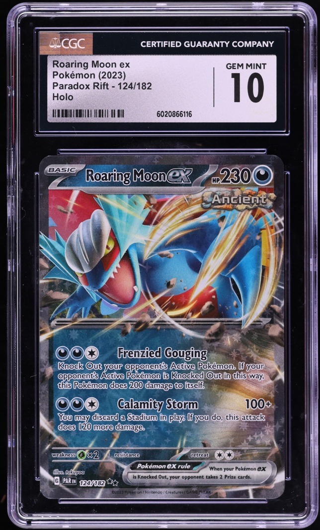 2023 Pokemon Scarlet & Violet Paradox Rift Holo Roaring Moon ex #124 CGC 10 GEM MINT