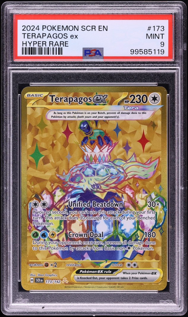 2024 Pokemon Scarlet & Violet Stellar Crown Gold Rare Terapagos ex #173 PSA 9 MINT