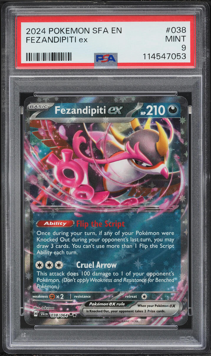 2024 Pokemon Scarlet & Violet Shrouded Fable Holo Fezandipiti EX #38 PSA 9 MINT