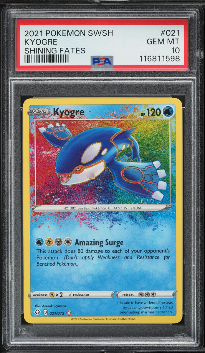 2021 Pokemon SWSH Shining Fates Amazing Rare Kyogre #21 PSA 10 GEM MINT