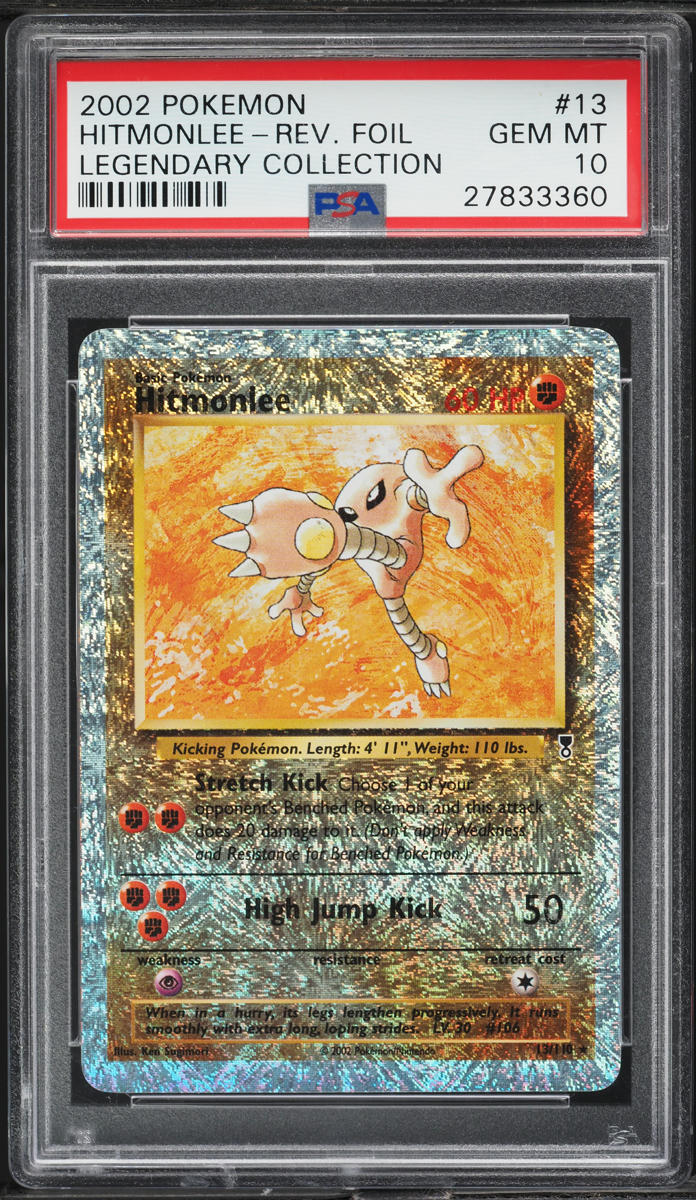 2002 Pokemon Legendary Collection Reverse Holo Hitmonlee #13 PSA 10 GEM MINT