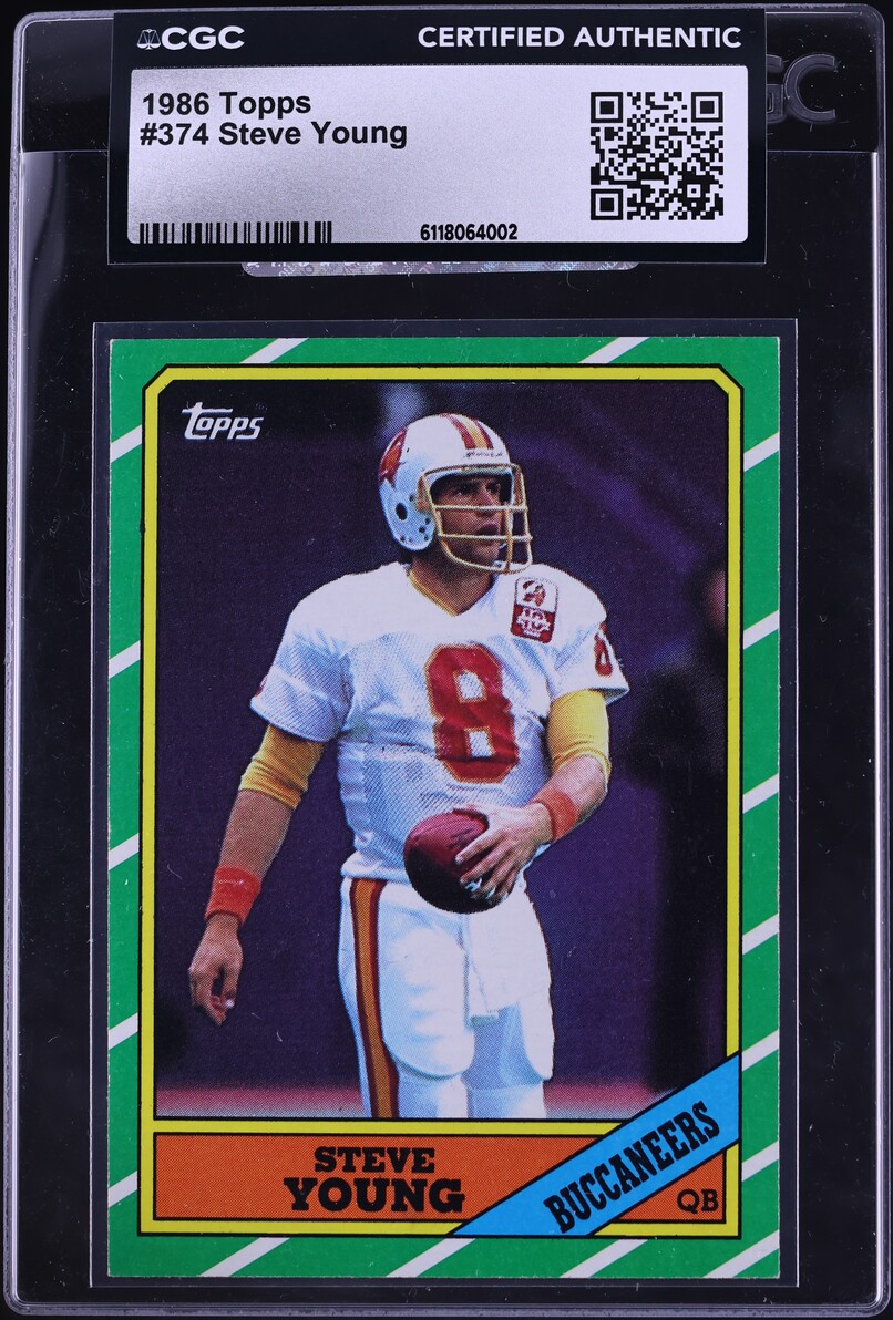 1986 Topps Football Steve Young ROOKIE #374 CGC AUTH
