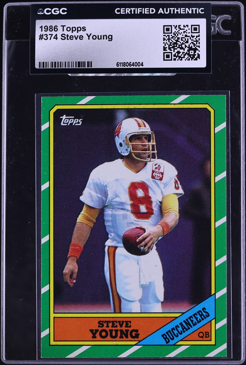 1986 Topps Football Steve Young ROOKIE #374 CGC AUTH