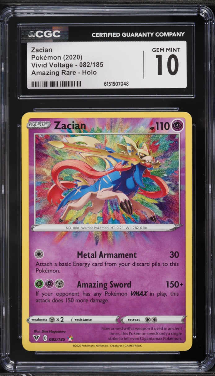 2020 Pokemon Sword & Shield Vivid Voltage Amazing Rare Zacian #82 CGC 10 GEM MINT