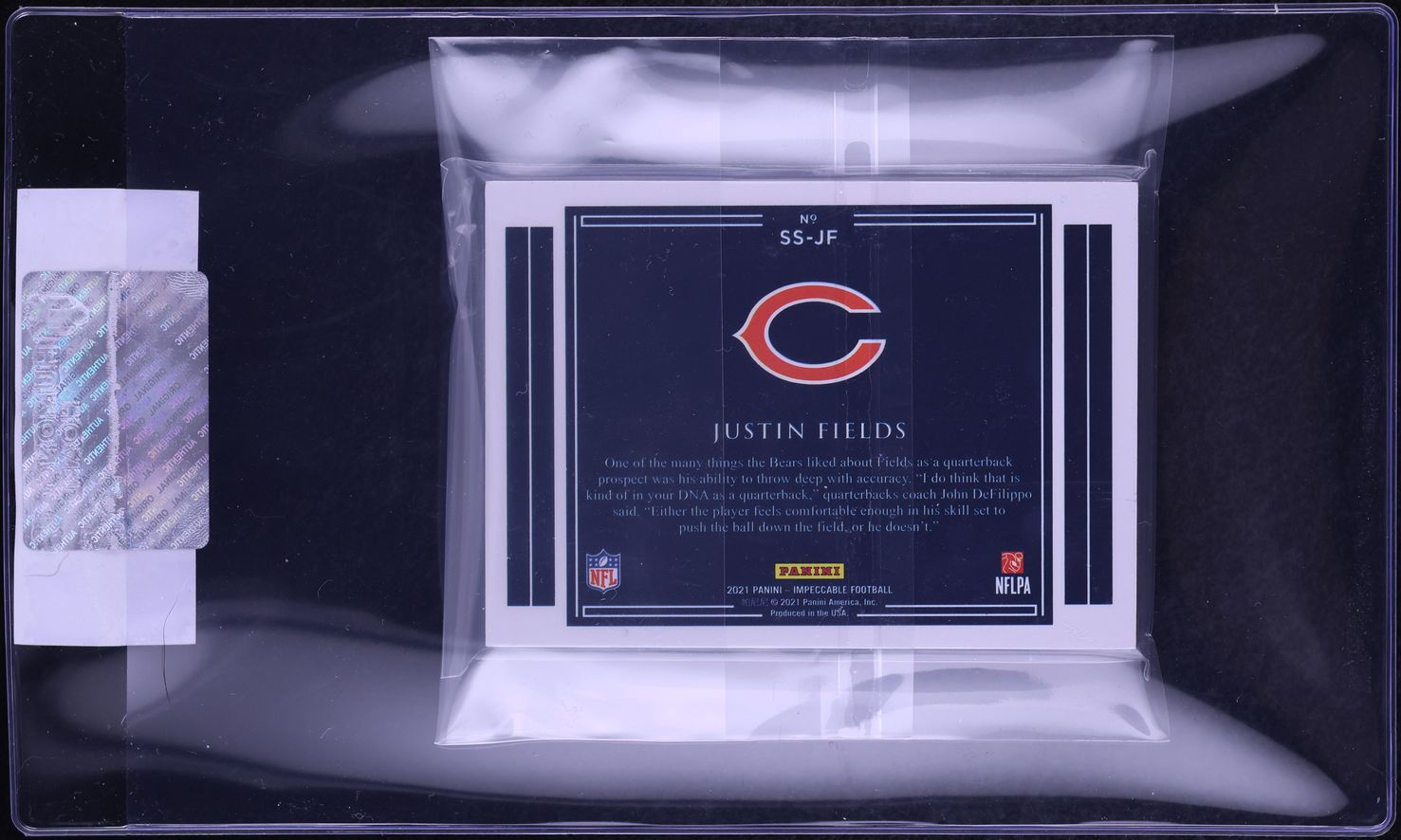 2021 Panini Impeccable Gold NFL Shield Justin Fields ROOKIE RELIC 1/1 #SS-JF CGC AUTH