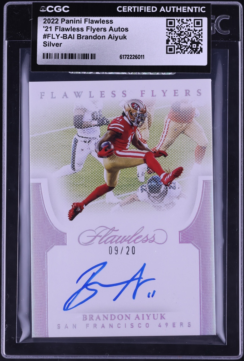 2022 Panini Flawless '21 Flyers Silver Brandon Aiyuk AUTO /20 #FLY-BAI CGC AUTH
