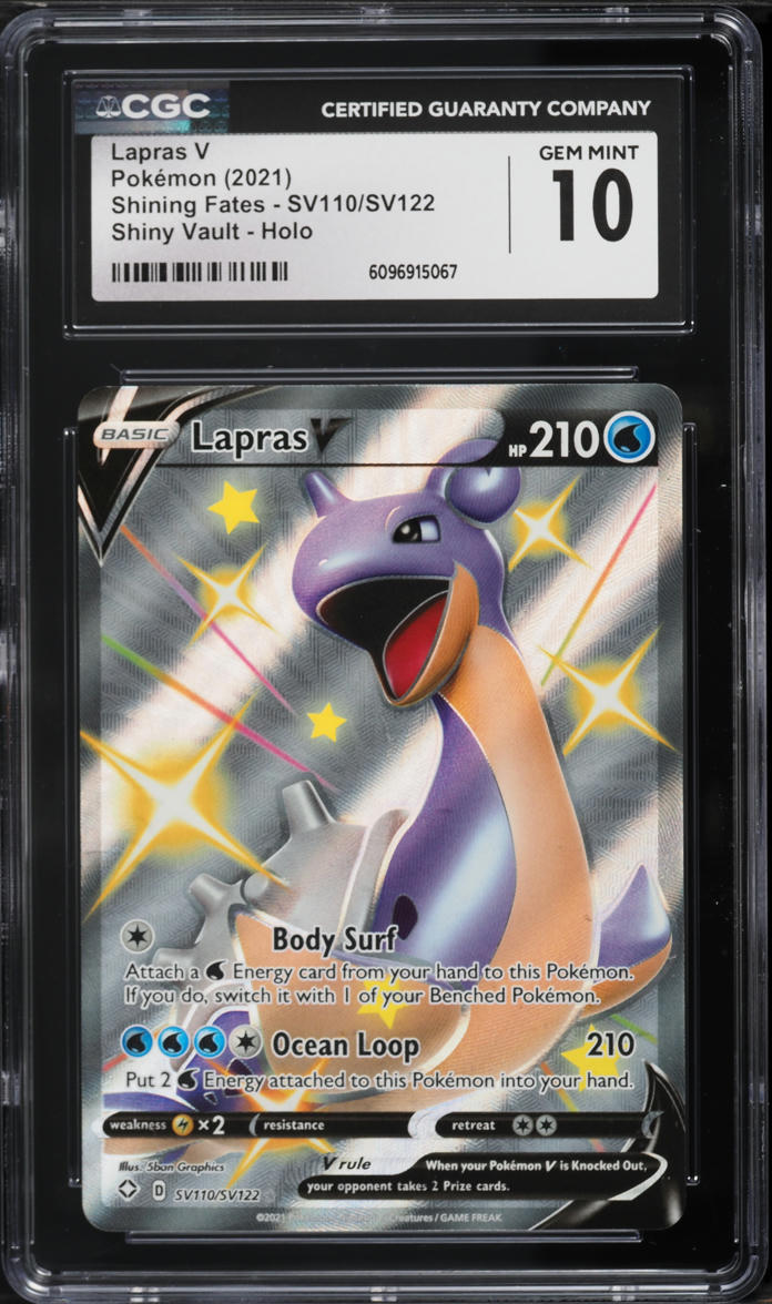 2021 Pokemon Sword & Shield Shining Fates Vault Full Art Shiny Lapras V #SV110 CGC 10 GEM MINT
