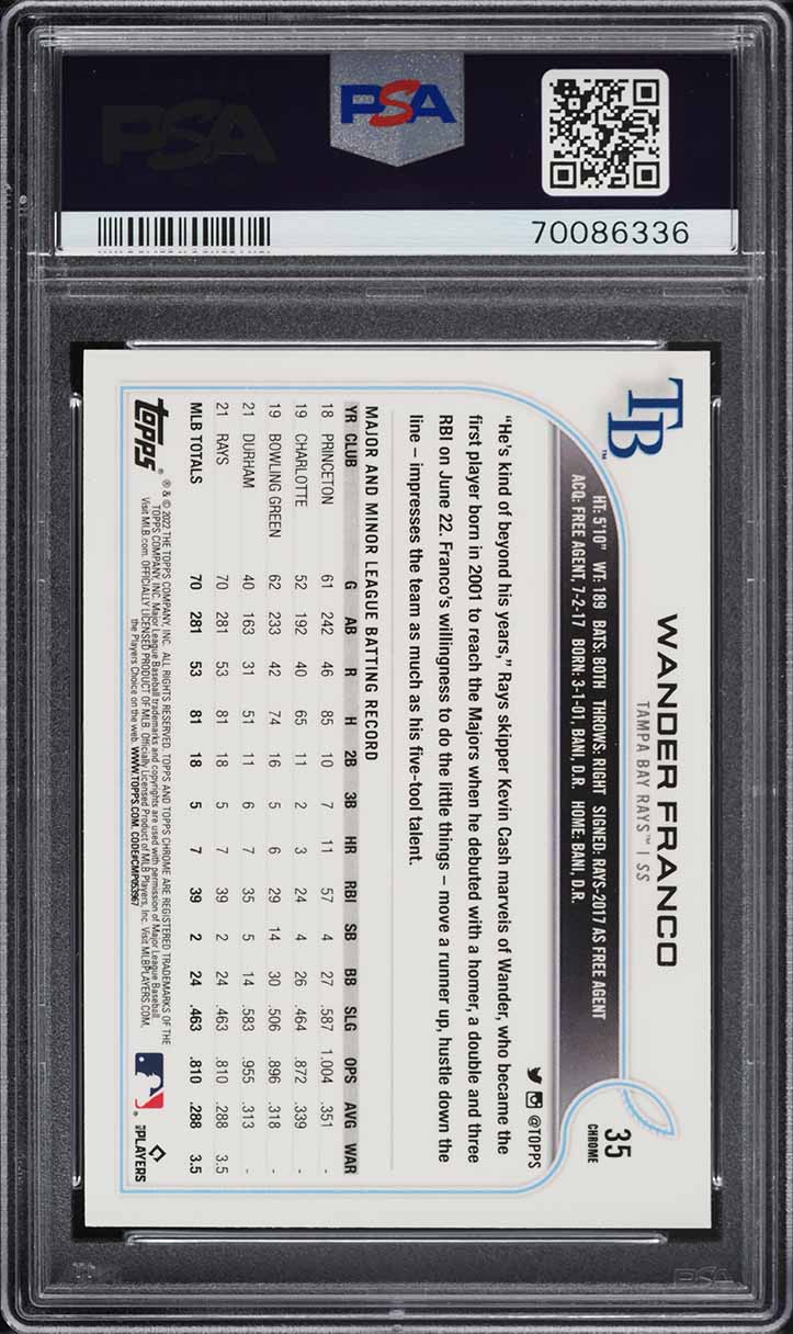 2022 Topps Chrome Wander Franco ROOKIE #35 PSA 10 GEM MINT