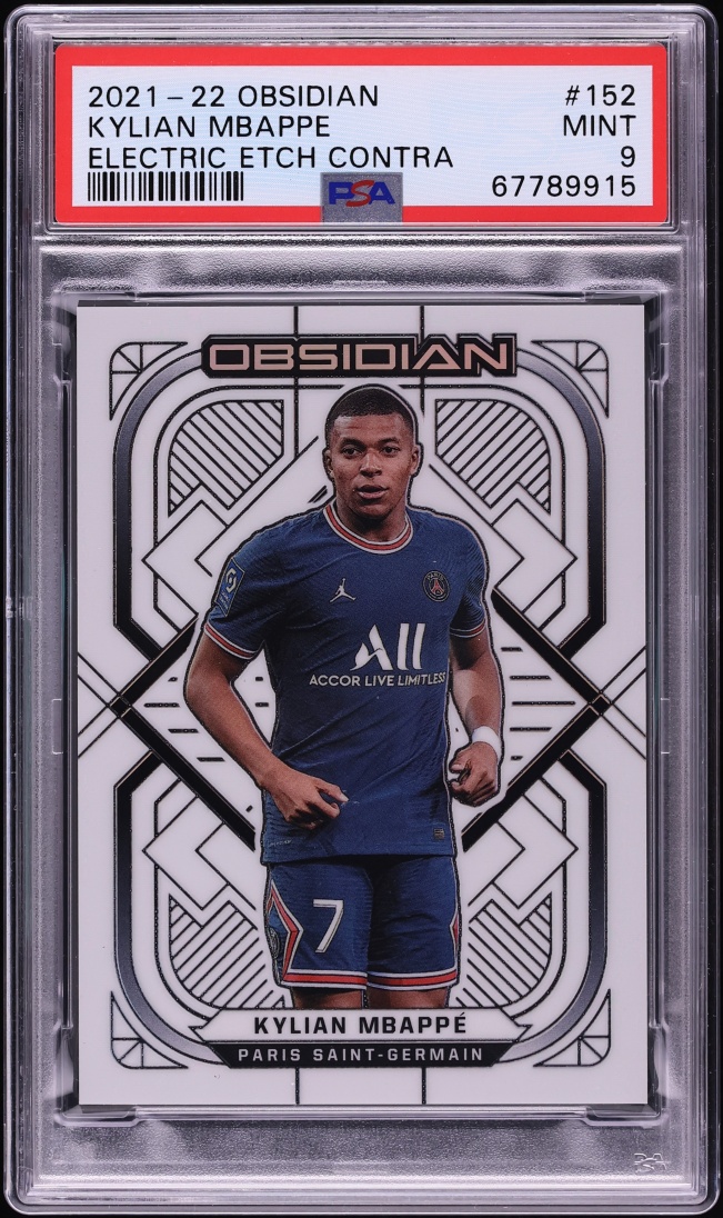 2021 Panini Obsidian Electric Etch Contra Kylian Mbappe 9/9 #152 PSA 9 MINT - Photo 1