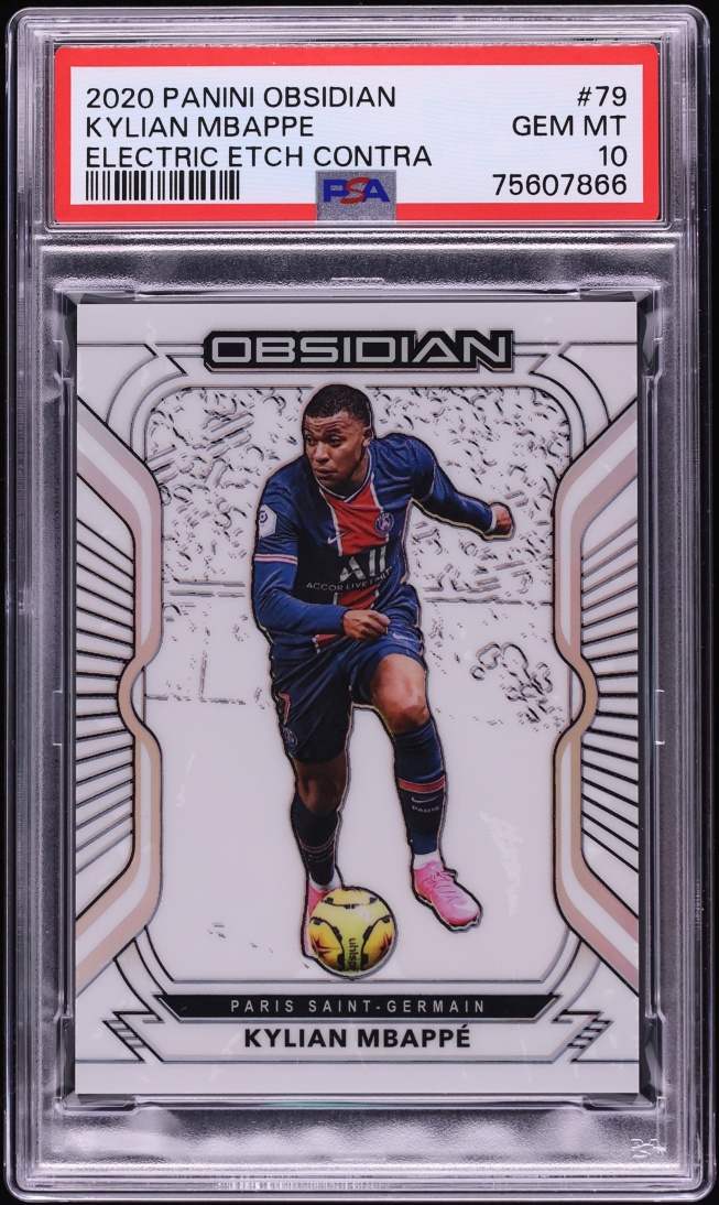 2020 Panini Obsidian Electric Etch Contra Kylian Mbappe /9 #79 PSA 10 GEM MINT - Photo 1
