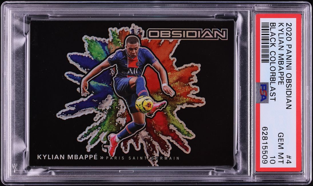 2020 Panini Obsidian Black Colorblast Kylian Mbappe #4 PSA 10 GEM MINT - Photo 1