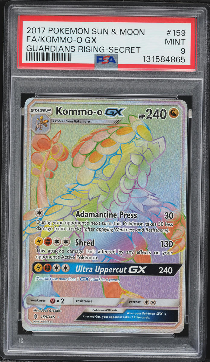 2017 Pokemon Sun & Moon Guardians Rising Rainbow Rare Kommo-O GX #159 PSA 9 MINT