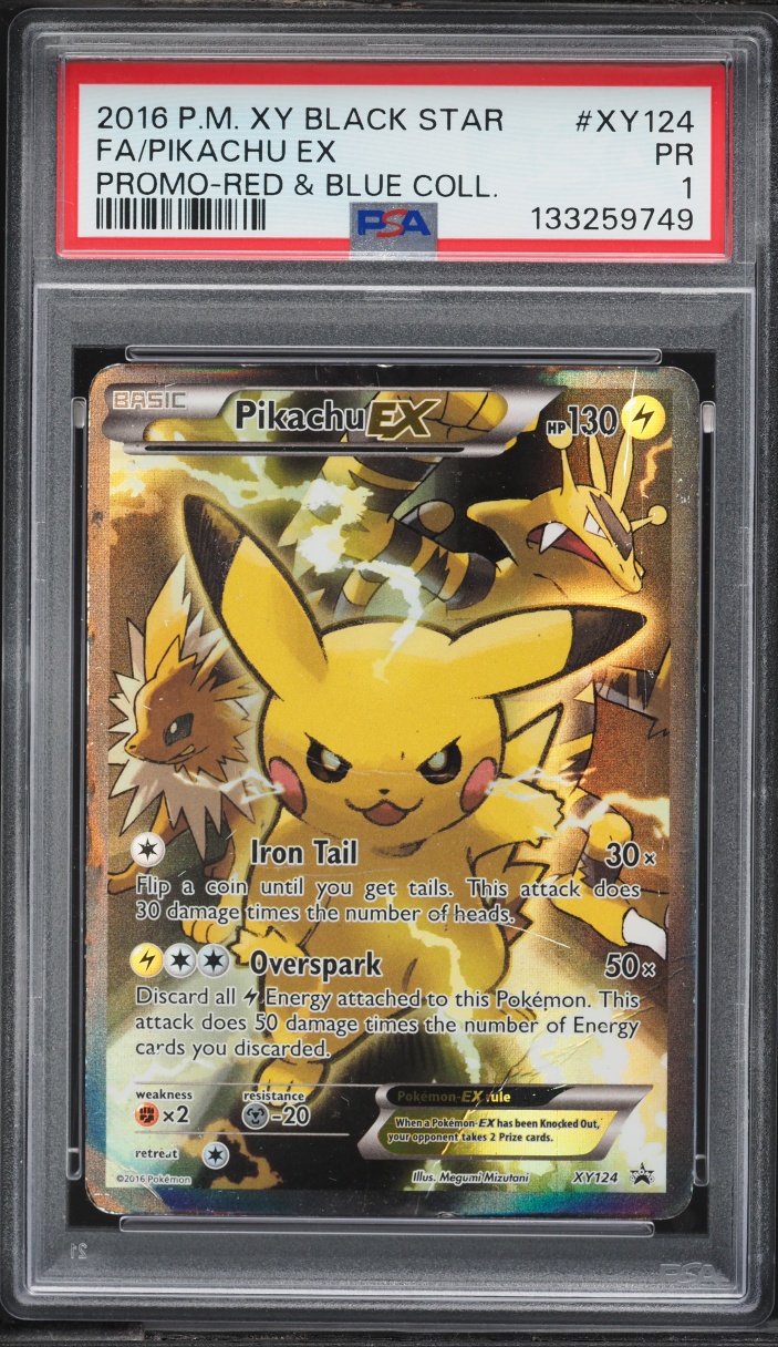 2016 Pokemon XY Promo Red & Blue Collection Full Art Pikachu EX #XY124 PSA 1 PR