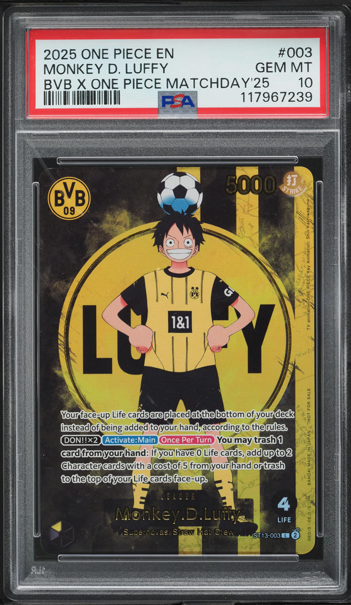 2025 One Piece Promos BVB Match Day '25 Monkey D. Luffy L #ST13-003 PSA 10 GEM