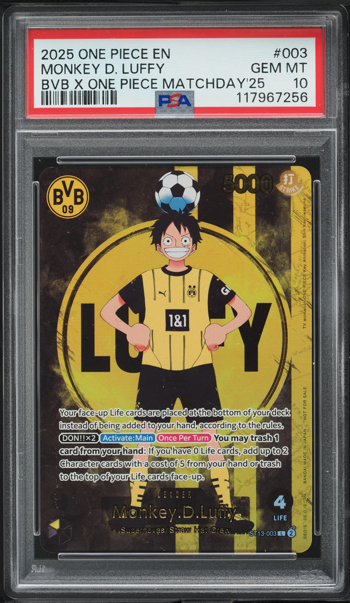 2025 One Piece Promos BVB Match Day '25 Monkey D. Luffy L #ST13-003 PSA 10 GEM