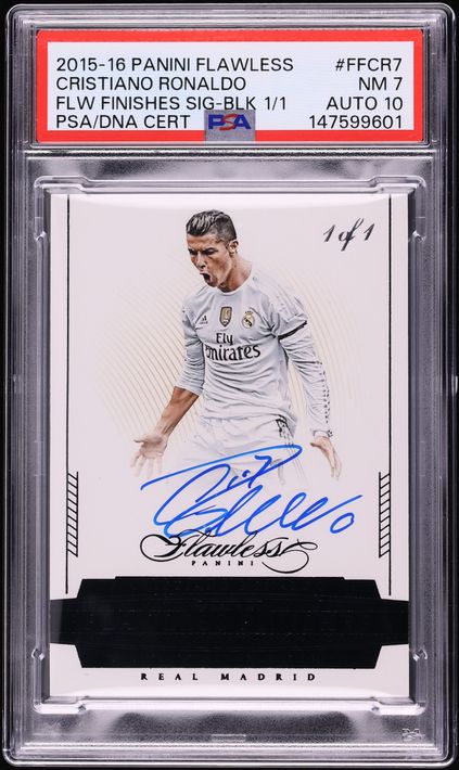 2015 Panini Flawless Finishes Black Cristiano Ronaldo AUTO DNA 10 1/1 #FF-CR7 PSA 7 NRMT