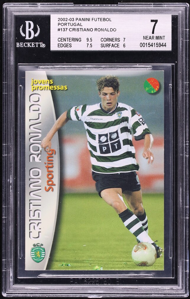 2003 Panini Sports Mega Craques Cristiano Ronaldo ROOKIE #137 BGS 7 NRMT