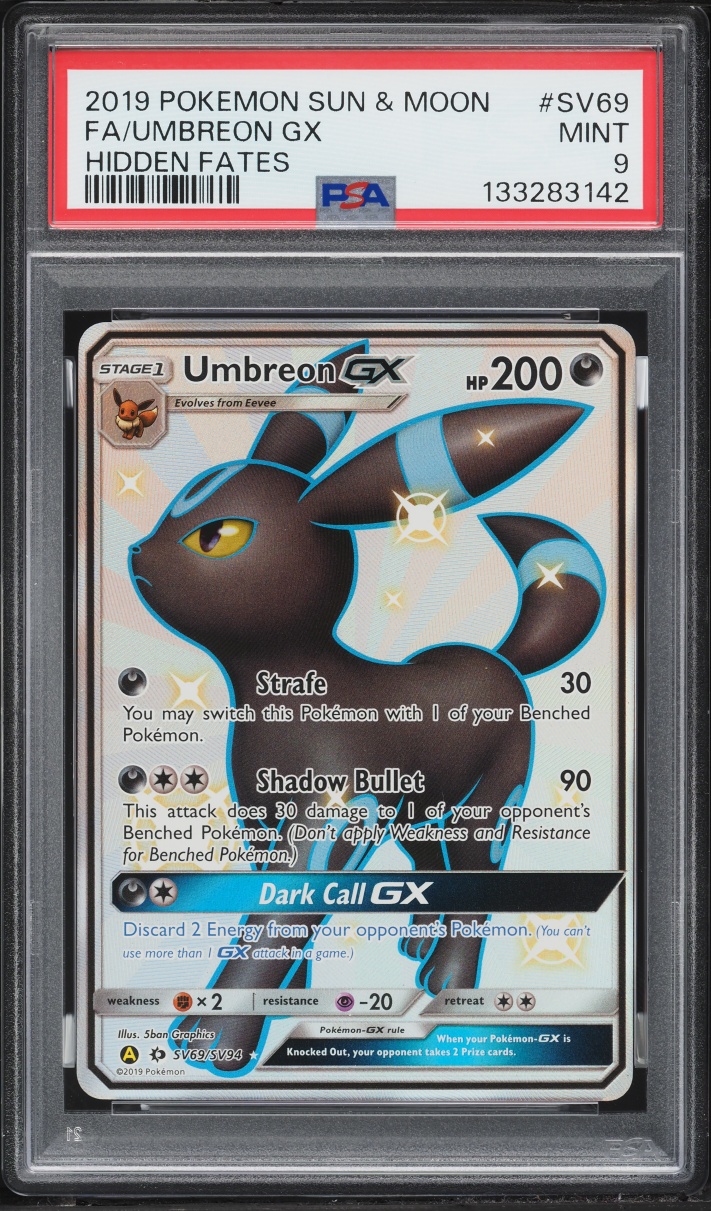 2019 Pokemon Sun & Moon Hidden Fates Shiny Vault Full Art Umbreon GX #SV69 PSA 9 MINT