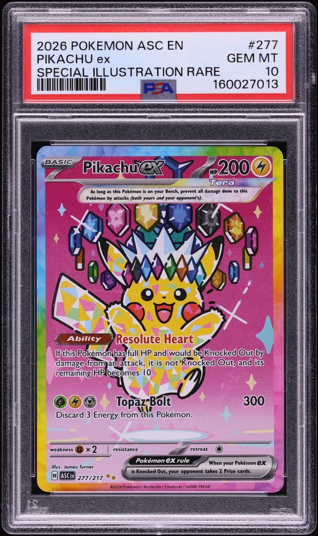 2026 Pokemon Mega Evolution Ascended Heroes SIR Pikachu ex #277 PSA 10 GEM MINT