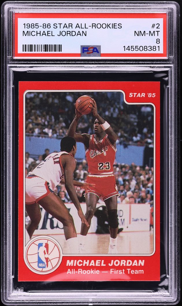 1985 Star All-Rookie Team Michael Jordan ROOKIE #2 PSA 8 NM-MT