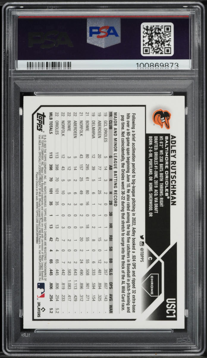 2023 Topps Chrome Update Adley Rutschman SP ROOKIE #USC1 PSA 10 GEM MINT