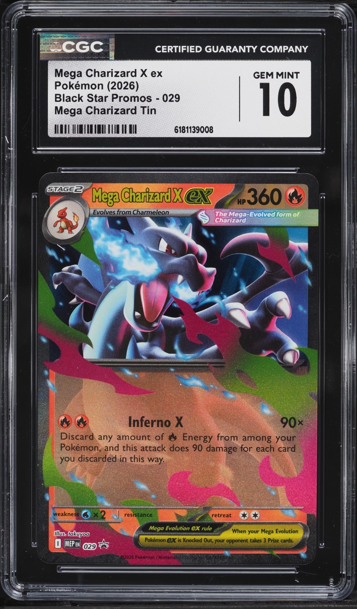 2026 Pokemon Mega Evolution Promo Tin Mega Charizard X Ex #29 CGC 10 Gem Mint