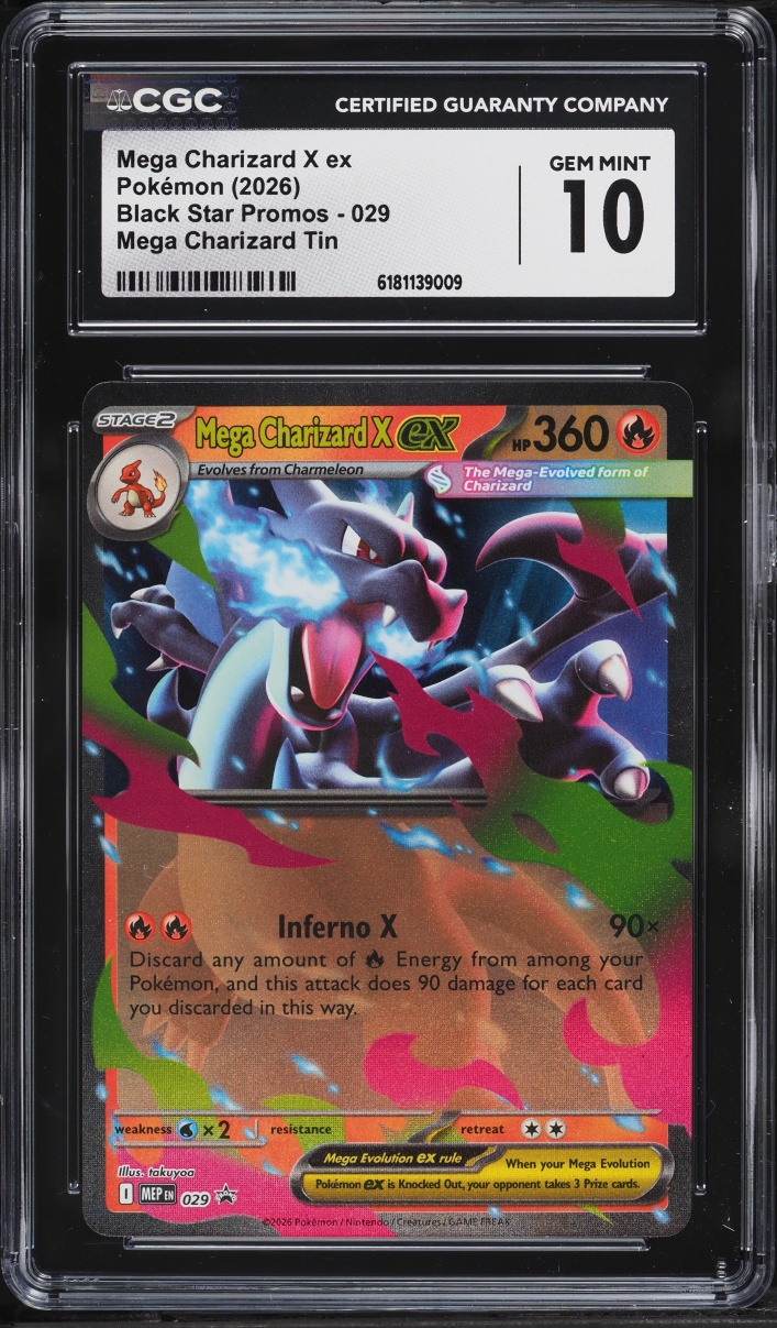 2026 Pokemon Mega Evolution Promo Tin Mega Charizard X Ex #29 CGC 10 Gem Mint