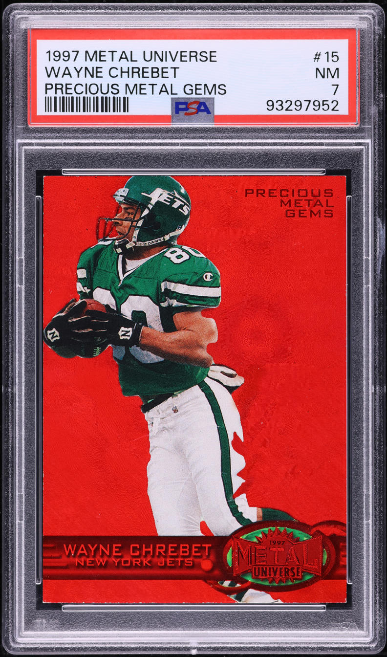 1997 Metal Universe Precious Metal Gems PMG Red Wayne Chrebet /150 #15 PSA 7