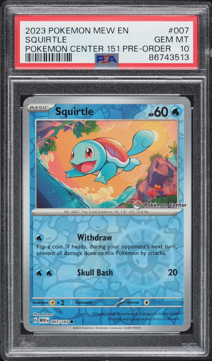 2023 Pokemon Scarlet & Violet 151 Center Pre-Order Holo Squirtle #7 PSA 10 GEM MINT