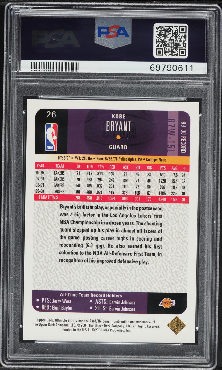 2000 Ultimate Victory Collection Kobe Bryant /350 #26 PSA 9 MINT