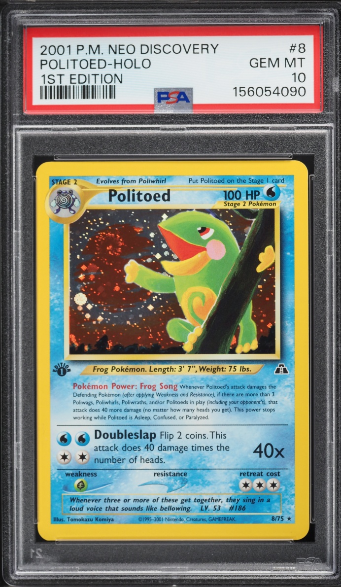 2001 Pokemon Neo Discovery 1st Edition Holo Politoed #8 PSA 10 GEM MINT