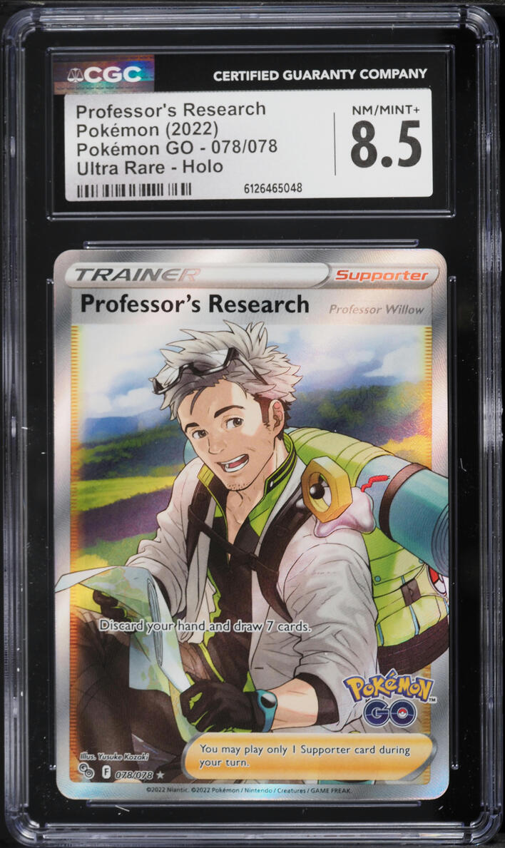 2022 Pokemon Sword & Shield Pokemon GO Full Art Professor's Research Willow #78 CGC 8.5 NM-MT+