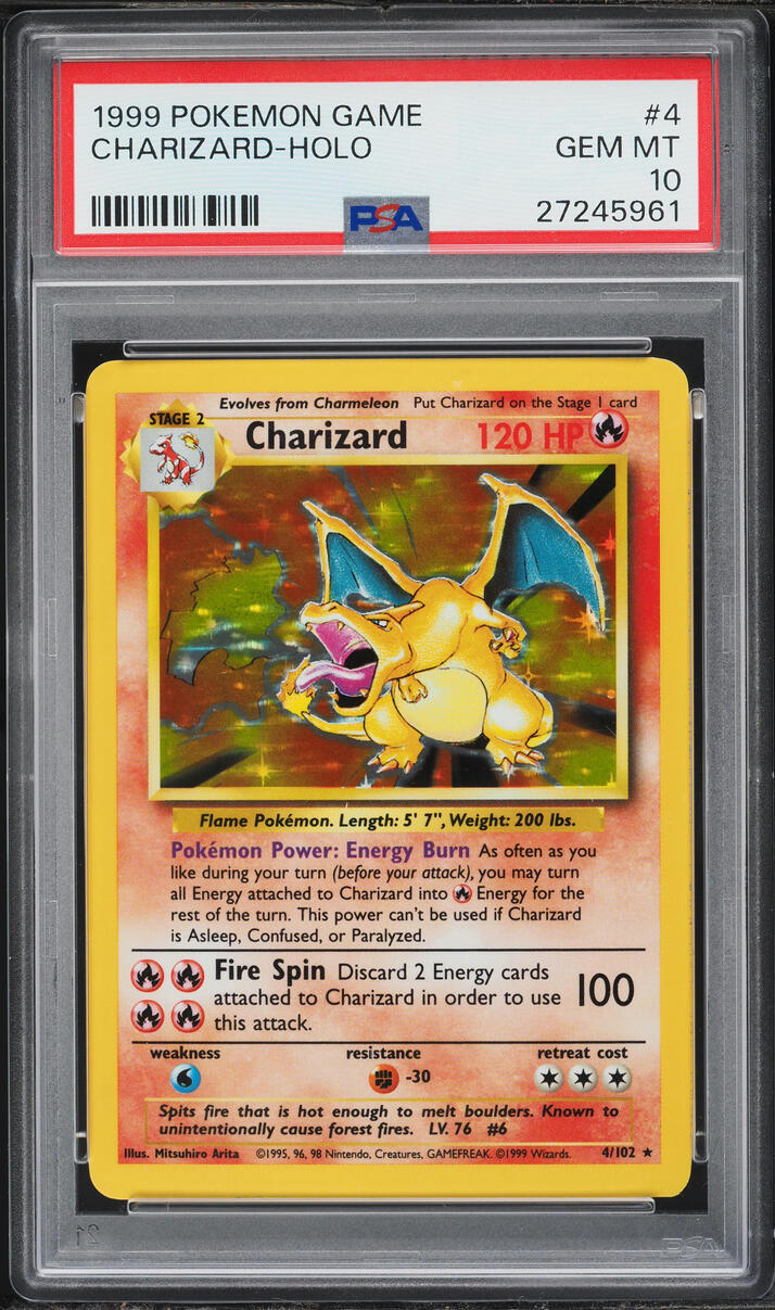 1999 Pokemon Base Set Holo Charizard #4 PSA 10 GEM MINT