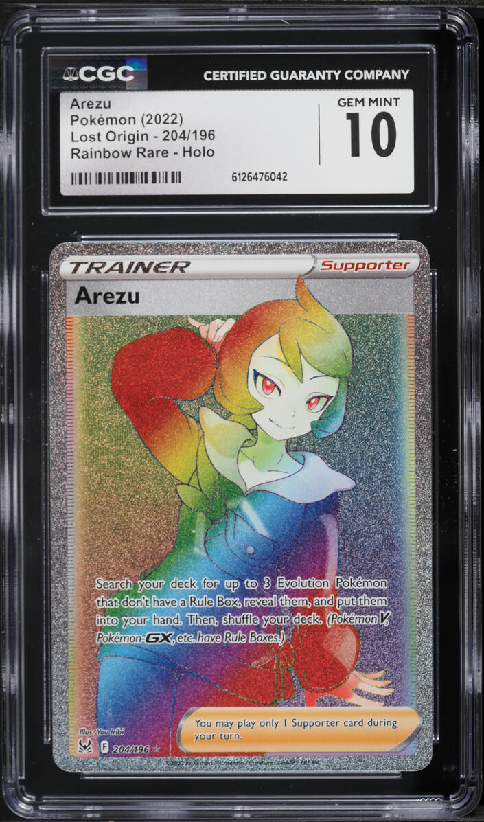 2022 Pokemon Sword & Shield Lost Origin Rainbow Rare Arezu #204 CGC 10 GEM MINT